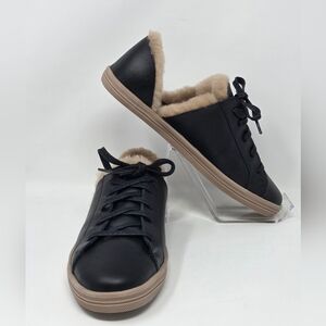 Freda Salvador Eda D'orsay Sneaker In Black Calf With Shearling